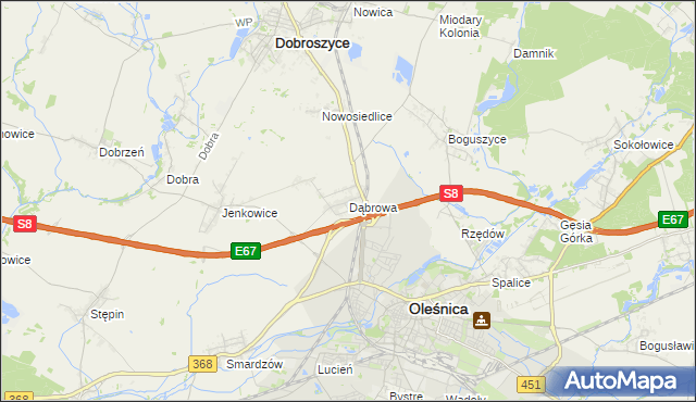 mapa Dąbrowa gmina Oleśnica, Dąbrowa gmina Oleśnica na mapie Targeo