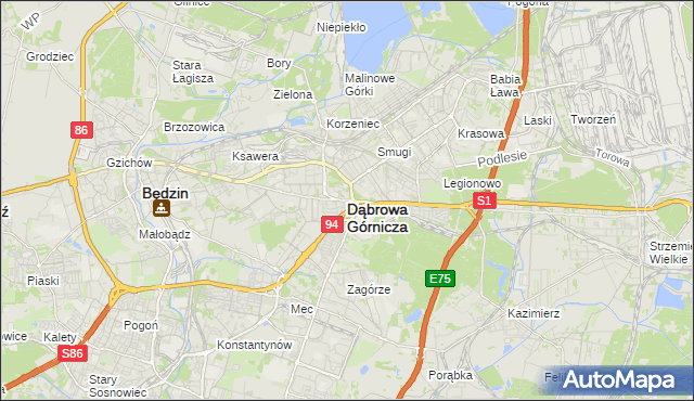 mapa Dąbrowa Górnicza, Dąbrowa Górnicza na mapie Targeo