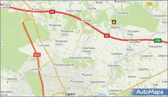 mapa Dąbrówka-Strumiany, Dąbrówka-Strumiany na mapie Targeo