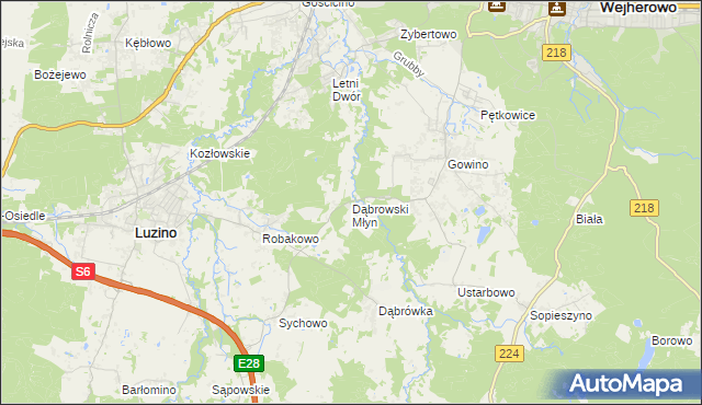 mapa Dąbrowski Młyn, Dąbrowski Młyn na mapie Targeo