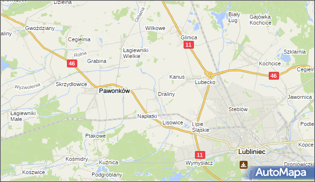 mapa Draliny, Draliny na mapie Targeo