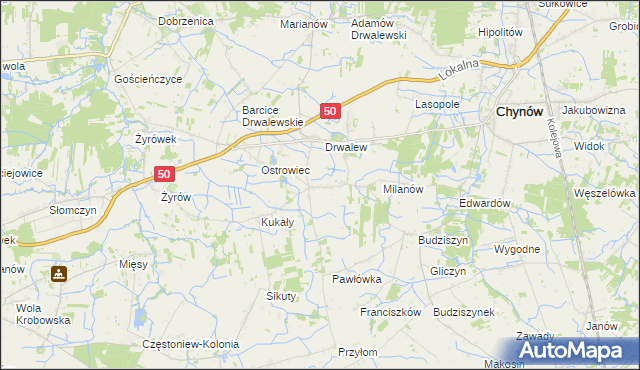 mapa Drwalewice gmina Chynów, Drwalewice gmina Chynów na mapie Targeo