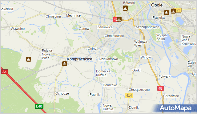 mapa Dziekaństwo, Dziekaństwo na mapie Targeo