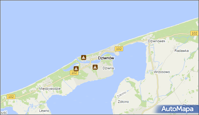 mapa Dziwnów, Dziwnów na mapie Targeo