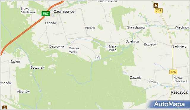 mapa Gaj gmina Czerniewice, Gaj gmina Czerniewice na mapie Targeo