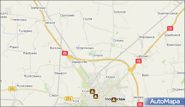 mapa Gnojno gmina Inowrocław, Gnojno gmina Inowrocław na mapie Targeo