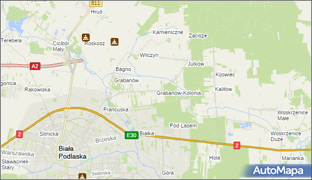 mapa Grabanów-Kolonia, Grabanów-Kolonia na mapie Targeo