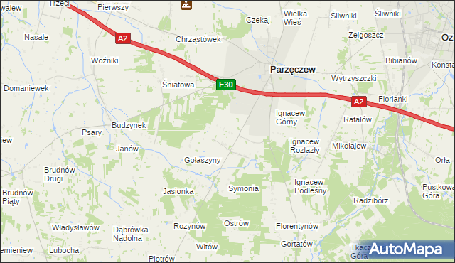 mapa Ignacew Parzęczewski, Ignacew Parzęczewski na mapie Targeo