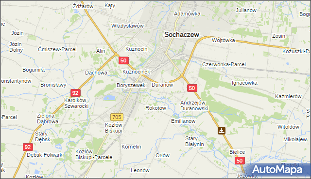 mapa Janówek Duranowski, Janówek Duranowski na mapie Targeo