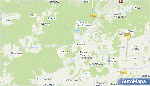 mapa Janówka gmina Biała Podlaska, Janówka gmina Biała Podlaska na mapie Targeo