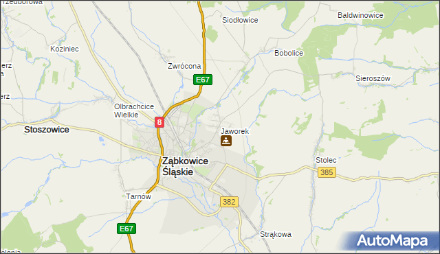 mapa Jaworek gmina Ząbkowice Śląskie, Jaworek gmina Ząbkowice Śląskie na mapie Targeo