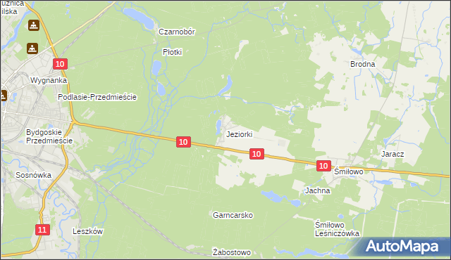 mapa Jeziorki gmina Kaczory, Jeziorki gmina Kaczory na mapie Targeo