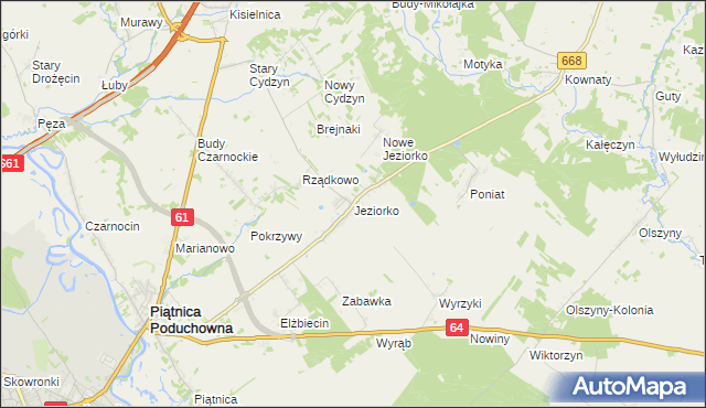 mapa Jeziorko gmina Piątnica, Jeziorko gmina Piątnica na mapie Targeo