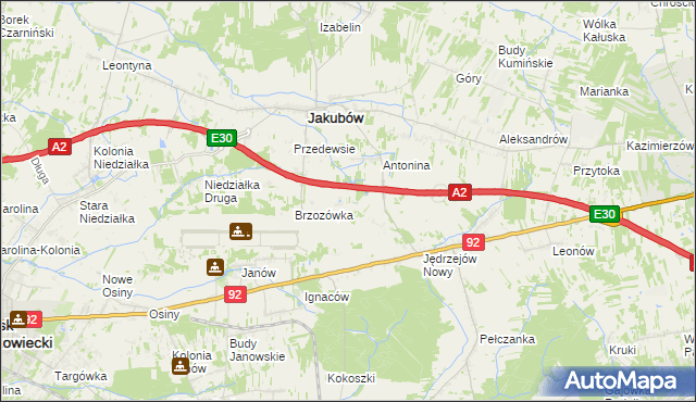 mapa Józefin gmina Jakubów, Józefin gmina Jakubów na mapie Targeo