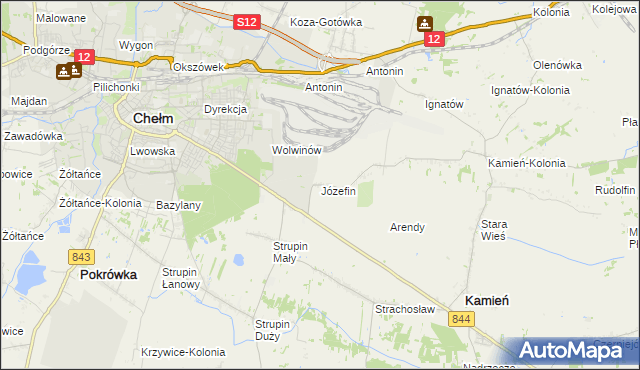 mapa Józefin gmina Kamień, Józefin gmina Kamień na mapie Targeo
