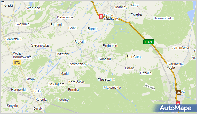 mapa Kaczaki, Kaczaki na mapie Targeo