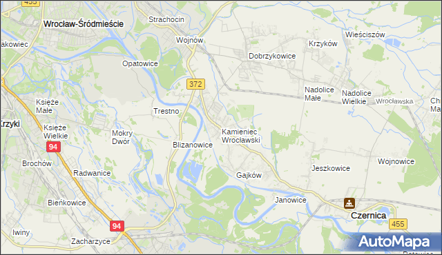 mapa Kamieniec Wrocławski, Kamieniec Wrocławski na mapie Targeo