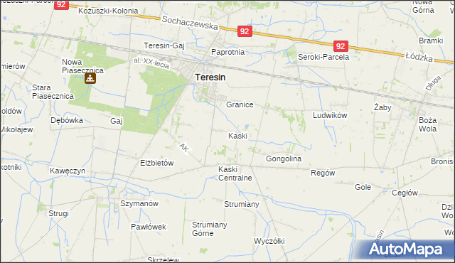 mapa Kaski gmina Baranów, Kaski gmina Baranów na mapie Targeo