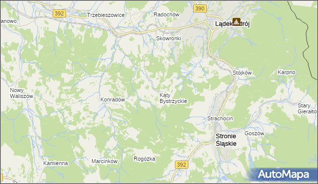 mapa Kąty Bystrzyckie, Kąty Bystrzyckie na mapie Targeo