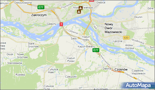 mapa Kazuń-Bielany, Kazuń-Bielany na mapie Targeo