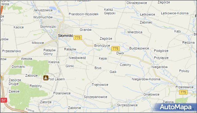 mapa Kępa gmina Słomniki, Kępa gmina Słomniki na mapie Targeo