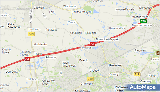 mapa Kotowice gmina Brwinów, Kotowice gmina Brwinów na mapie Targeo