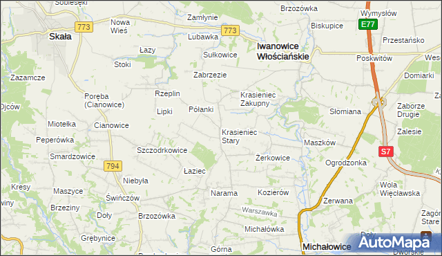 mapa Krasieniec Stary, Krasieniec Stary na mapie Targeo