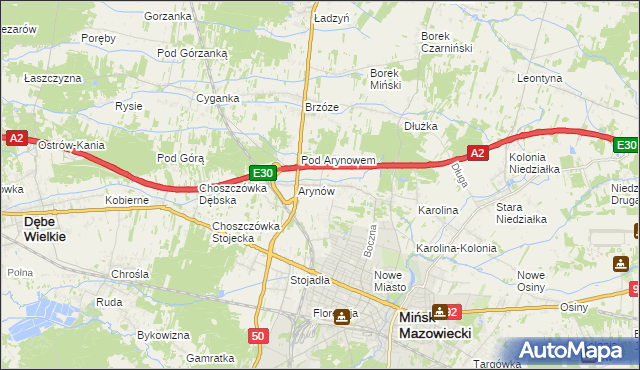 mapa Królewiec gmina Mińsk Mazowiecki, Królewiec gmina Mińsk Mazowiecki na mapie Targeo