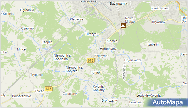 mapa Księżyno, Księżyno na mapie Targeo