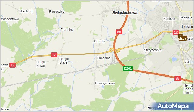 mapa Lasocice gmina Święciechowa, Lasocice gmina Święciechowa na mapie Targeo