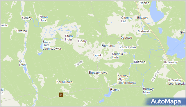 mapa Lipinki gmina Warlubie, Lipinki gmina Warlubie na mapie Targeo