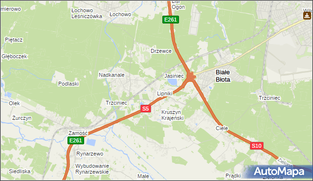 mapa Lipniki gmina Białe Błota, Lipniki gmina Białe Błota na mapie Targeo