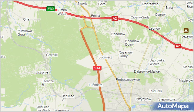 mapa Lućmierz-Ośrodek, Lućmierz-Ośrodek na mapie Targeo