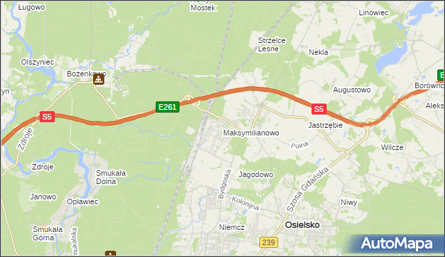mapa Maksymilianowo gmina Osielsko, Maksymilianowo gmina Osielsko na mapie Targeo