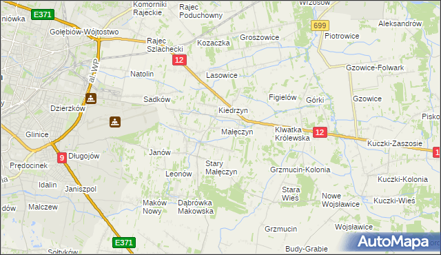 mapa Małęczyn gmina Gózd, Małęczyn gmina Gózd na mapie Targeo