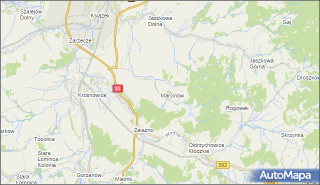 mapa Marcinów gmina Kłodzko, Marcinów gmina Kłodzko na mapie Targeo