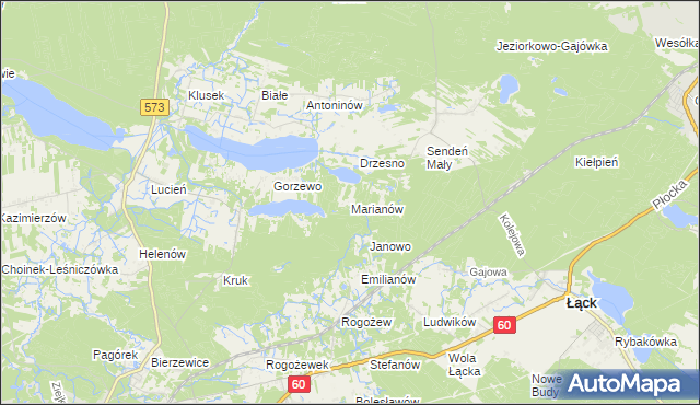 mapa Marianów gmina Gostynin, Marianów gmina Gostynin na mapie Targeo
