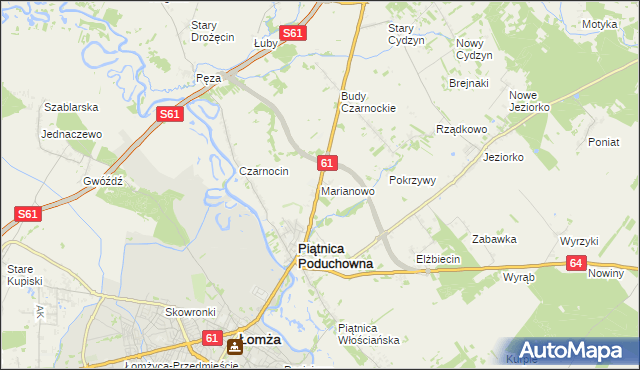 mapa Marianowo gmina Piątnica, Marianowo gmina Piątnica na mapie Targeo