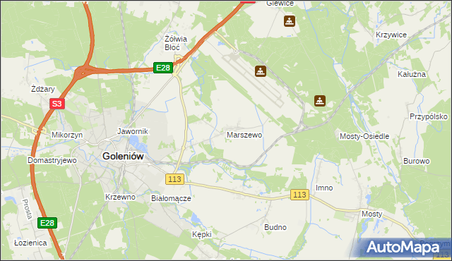 mapa Marszewo gmina Goleniów, Marszewo gmina Goleniów na mapie Targeo