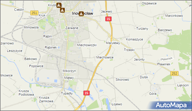 mapa Miechowice gmina Inowrocław, Miechowice gmina Inowrocław na mapie Targeo