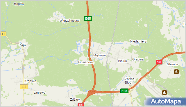 mapa Miękowo gmina Goleniów, Miękowo gmina Goleniów na mapie Targeo