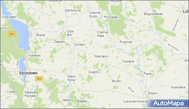 mapa Mierzęcin gmina Szczutowo, Mierzęcin gmina Szczutowo na mapie Targeo