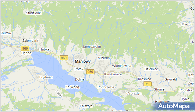 mapa Mizerna, Mizerna na mapie Targeo