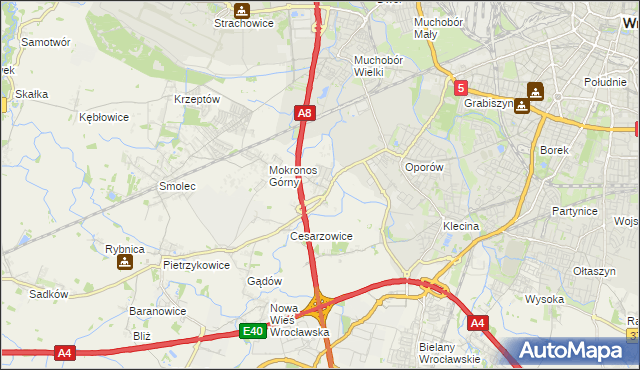 mapa Mokronos Dolny, Mokronos Dolny na mapie Targeo