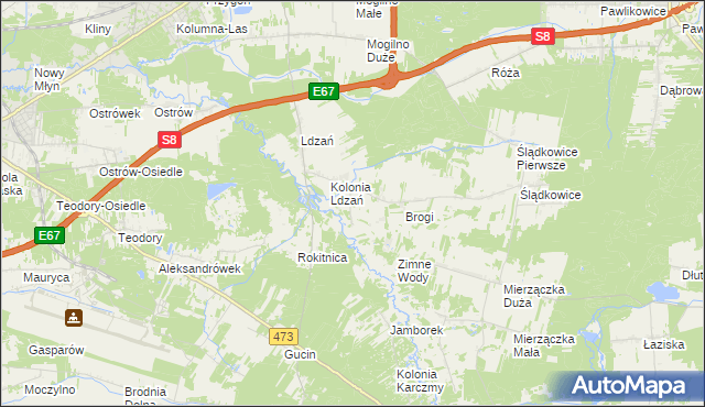 mapa Morgi gmina Dobroń, Morgi gmina Dobroń na mapie Targeo