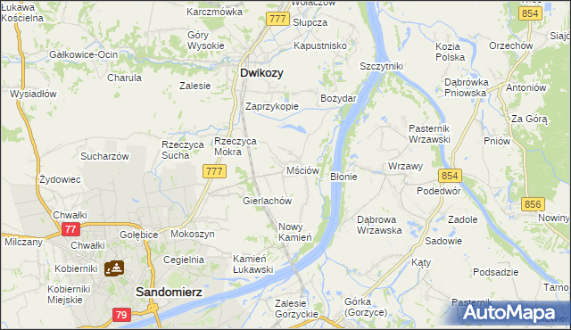 mapa Mściów, Mściów na mapie Targeo