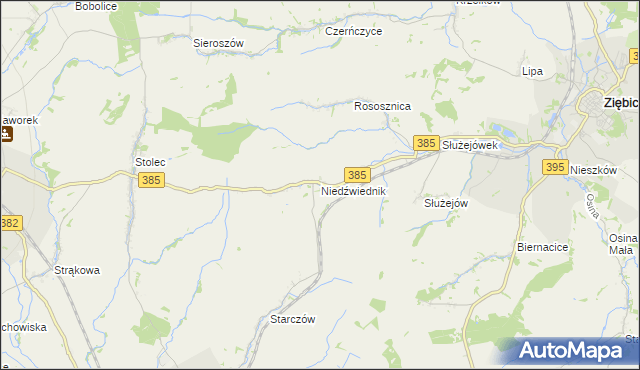 mapa Niedźwiednik gmina Ziębice, Niedźwiednik gmina Ziębice na mapie Targeo