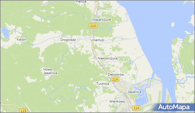 mapa Niekłończyca, Niekłończyca na mapie Targeo