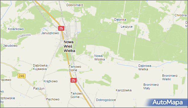 mapa Nowa Wioska gmina Nowa Wieś Wielka, Nowa Wioska gmina Nowa Wieś Wielka na mapie Targeo