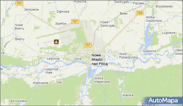 mapa Nowe Miasto nad Pilicą, Nowe Miasto nad Pilicą na mapie Targeo